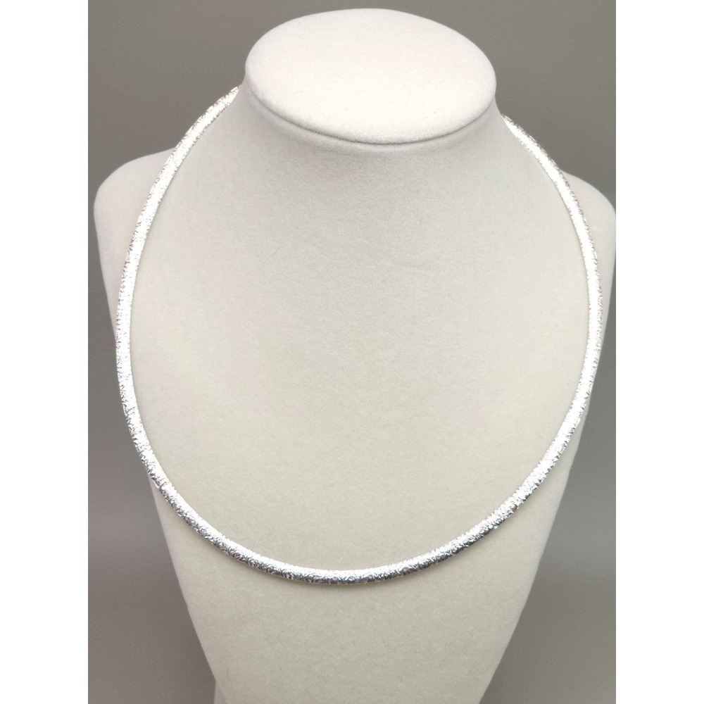 Milor Italy 950 Fine Silver Reversible Omega Choker Necklace 4mm Vintage Chain